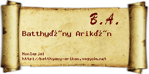 Batthyány Arikán névjegykártya